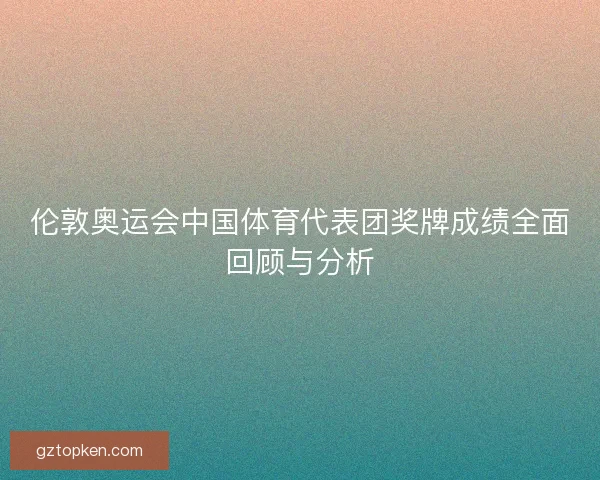 伦敦奥运会中国体育代表团奖牌成绩全面回顾与分析